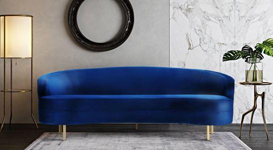 Tov Furniture Sofas & Couches - Baila Velvet Sofa Navy