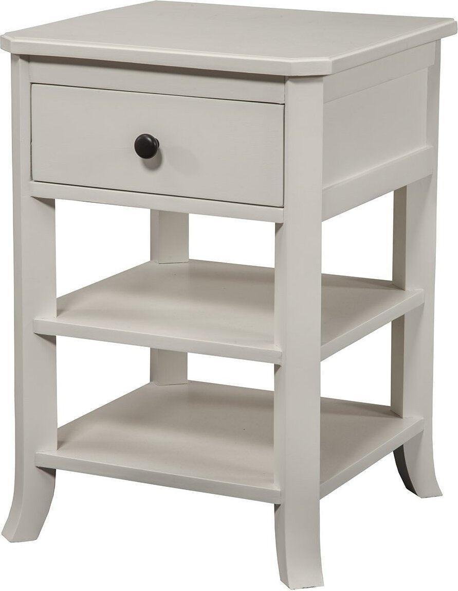 Alpine Furniture Nightstands & Side Tables - Baker 1 Drawer Nightstand w/2 Shelves White