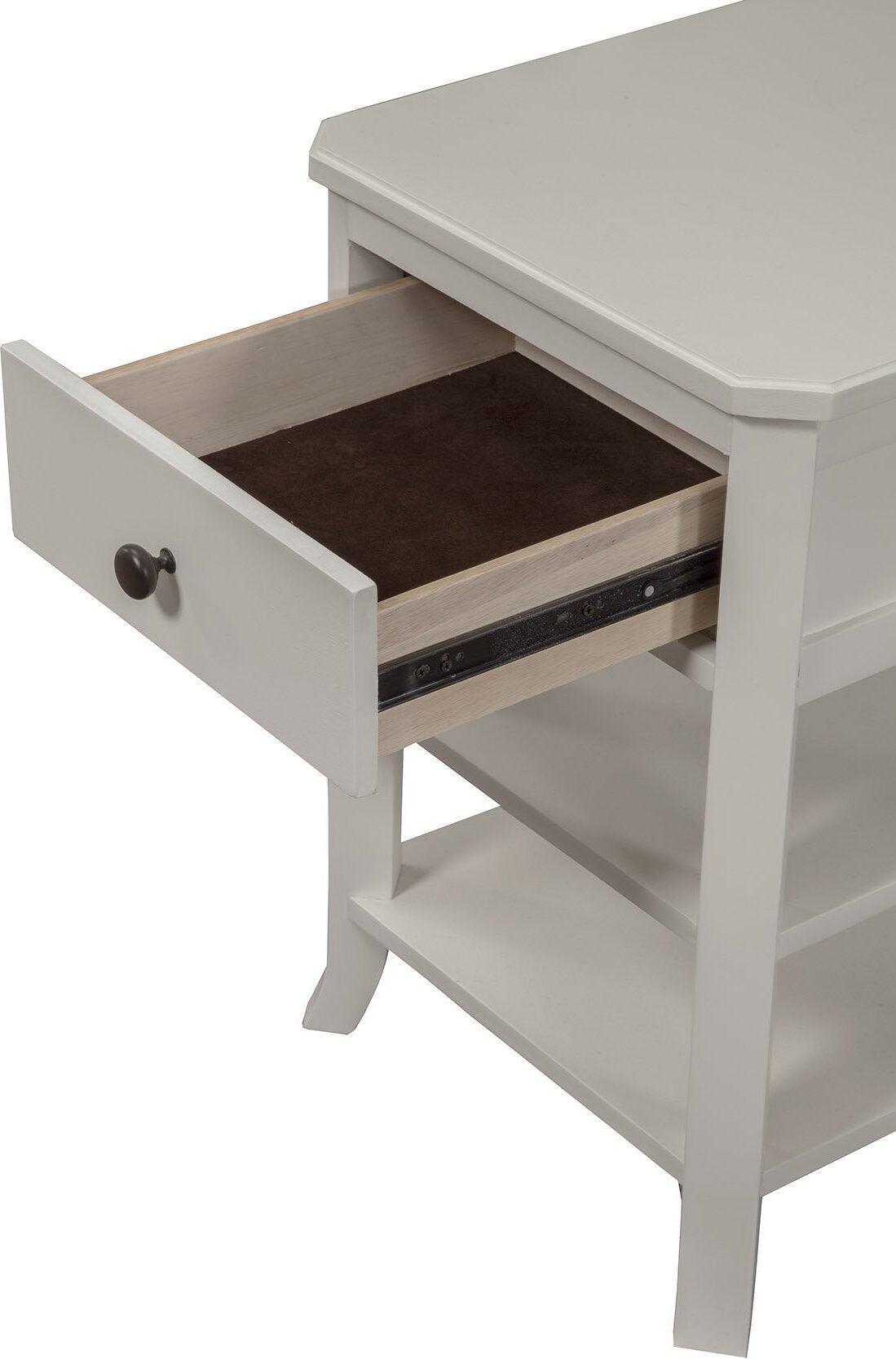 Alpine Furniture Nightstands & Side Tables - Baker 1 Drawer Nightstand w/2 Shelves White