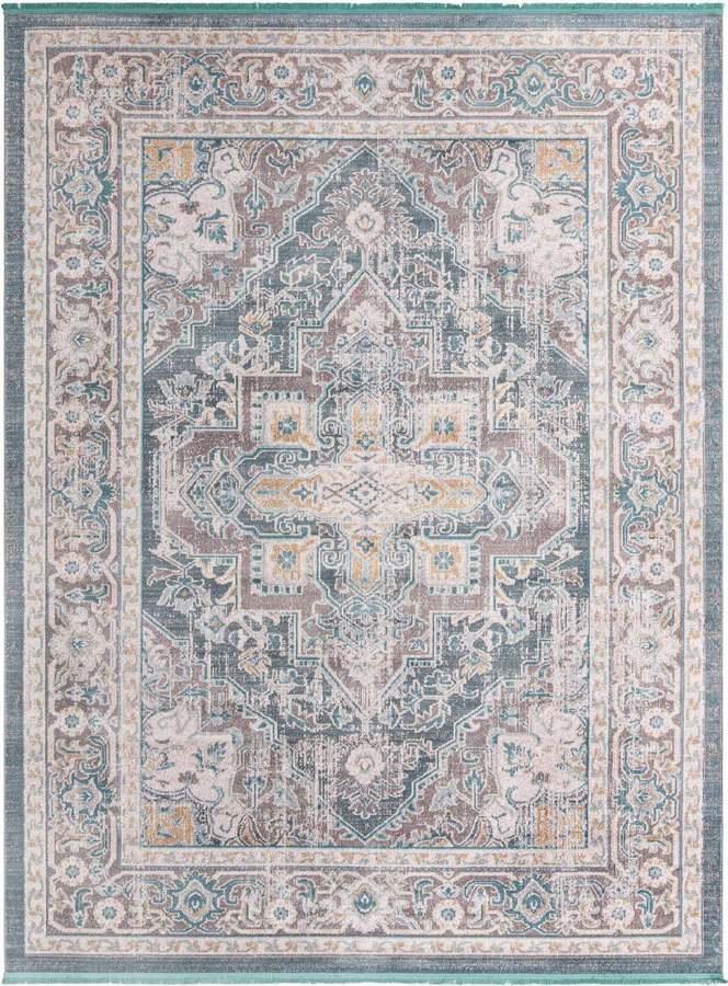 Unique Loom Indoor Rugs - Baracoa Border 10x13 Blue & Ivory