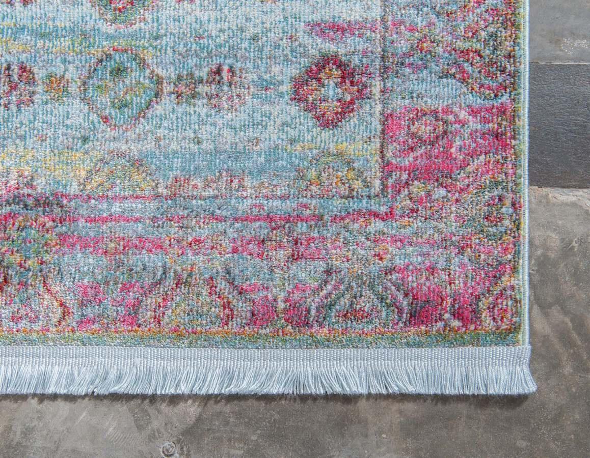 Unique Loom Indoor Rugs - Baracoa Border 10x13 Blue & Pink