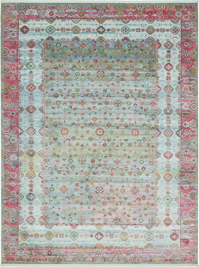 Unique Loom Indoor Rugs - Baracoa Border 10x13 Blue & Pink
