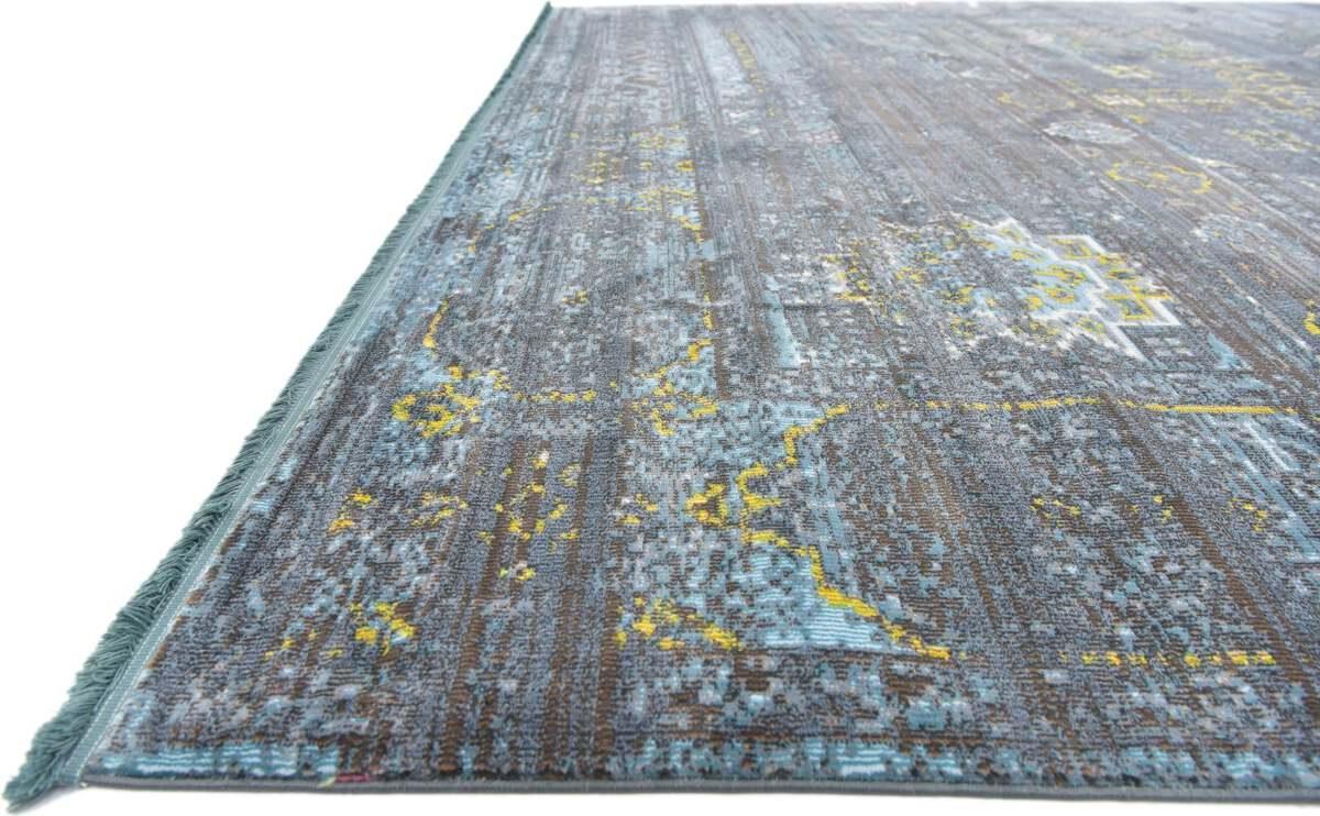 Unique Loom Indoor Rugs - Baracoa Border 10x13 Dark Gray & Blue