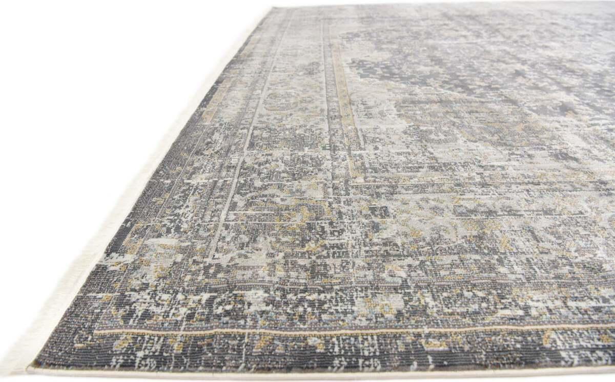 Unique Loom Indoor Rugs - Baracoa Border 10x13 Dark Gray & Ivory