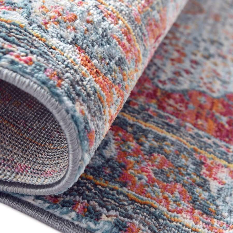 Unique Loom Indoor Rugs - Baracoa Border 10x13 Light Blue & Orange