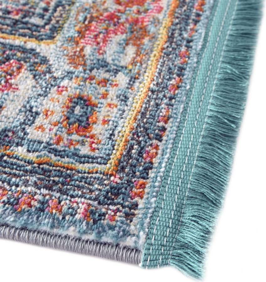 Unique Loom Indoor Rugs - Baracoa Border 10x13 Light Blue & Orange