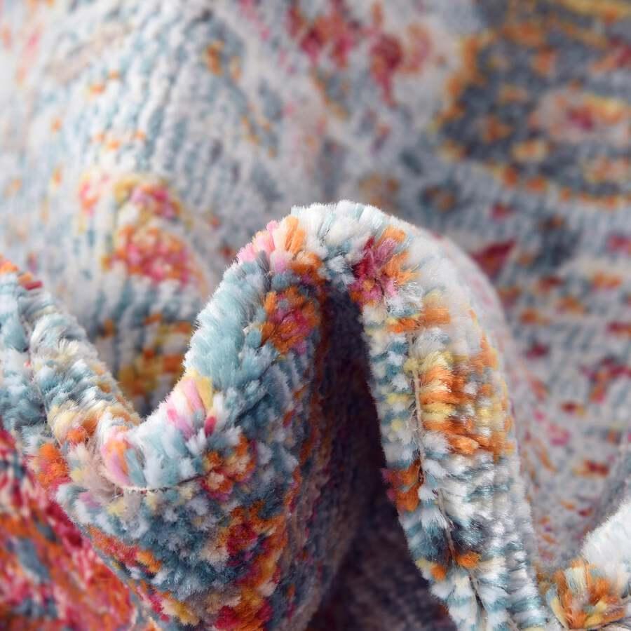 Unique Loom Indoor Rugs - Baracoa Border 10x13 Light Blue & Orange