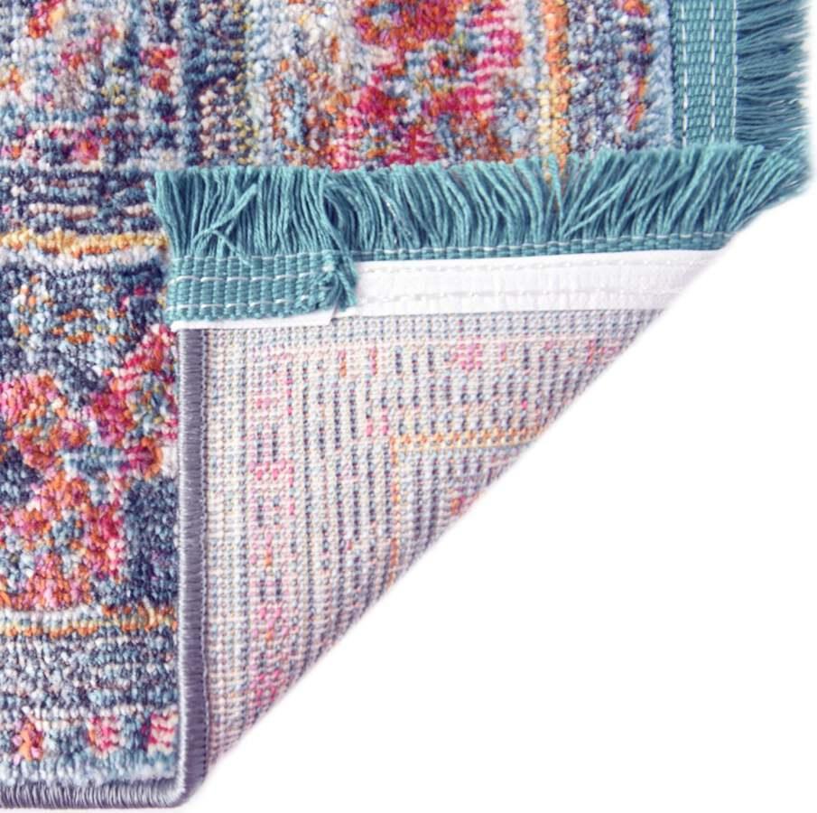 Unique Loom Indoor Rugs - Baracoa Border 10x13 Light Blue & Orange