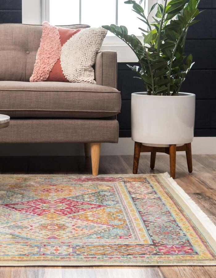 Unique Loom Indoor Rugs - Baracoa Border 10x13 Multi & Beige