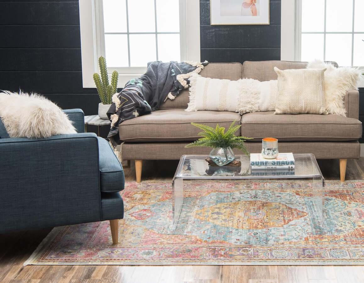 Unique Loom Indoor Rugs - Baracoa Border 10x13 Multi & Blue