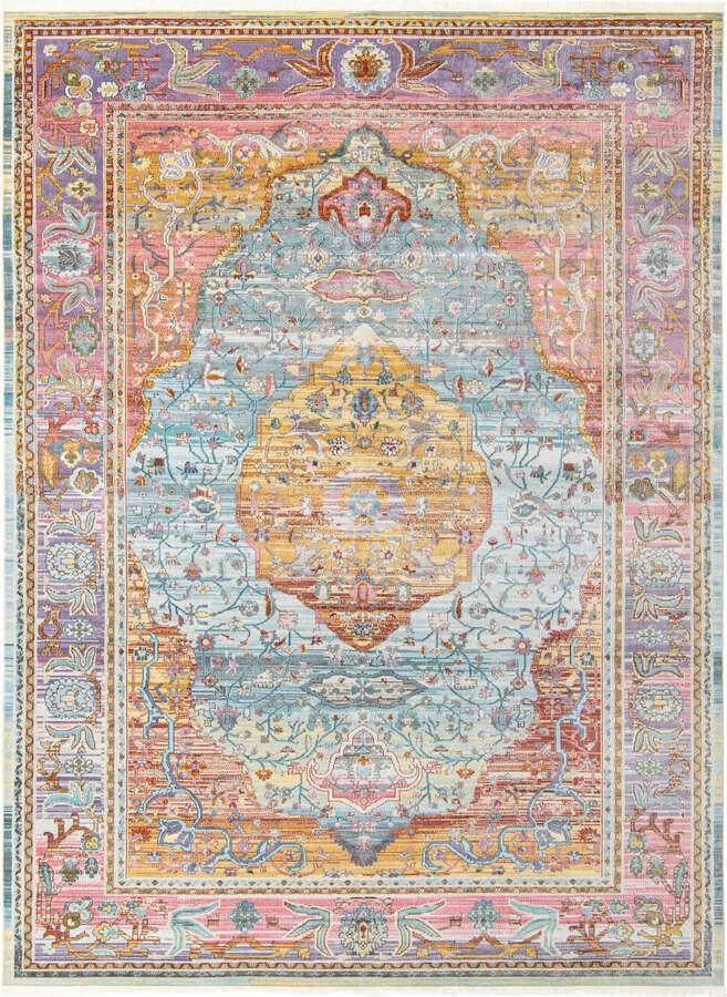 Unique Loom Indoor Rugs - Baracoa Border 10x13 Multi & Blue
