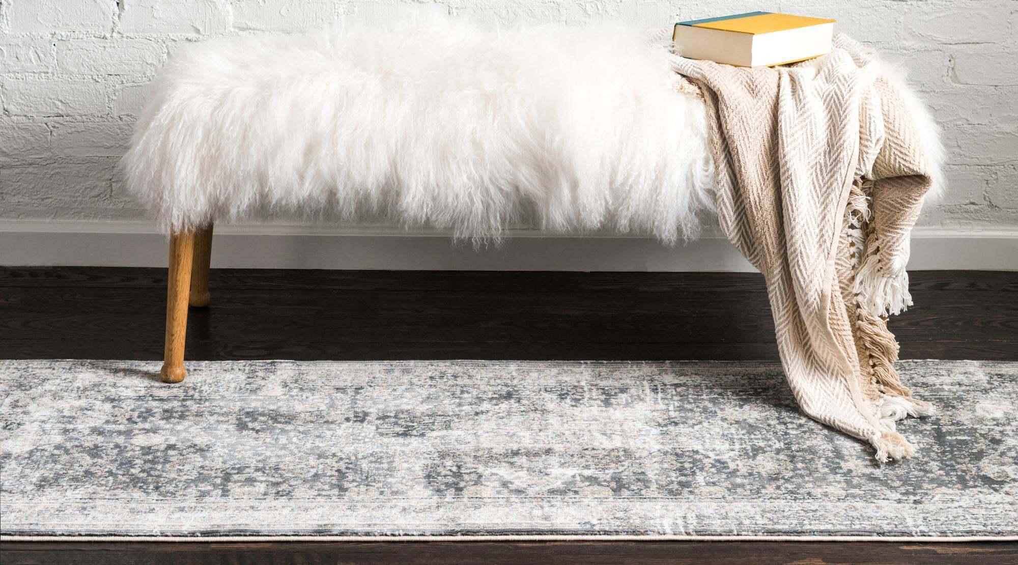 Unique Loom Indoor Rugs - Baracoa Border 6 Ft Runner Rug Dark Gray & Multicolor