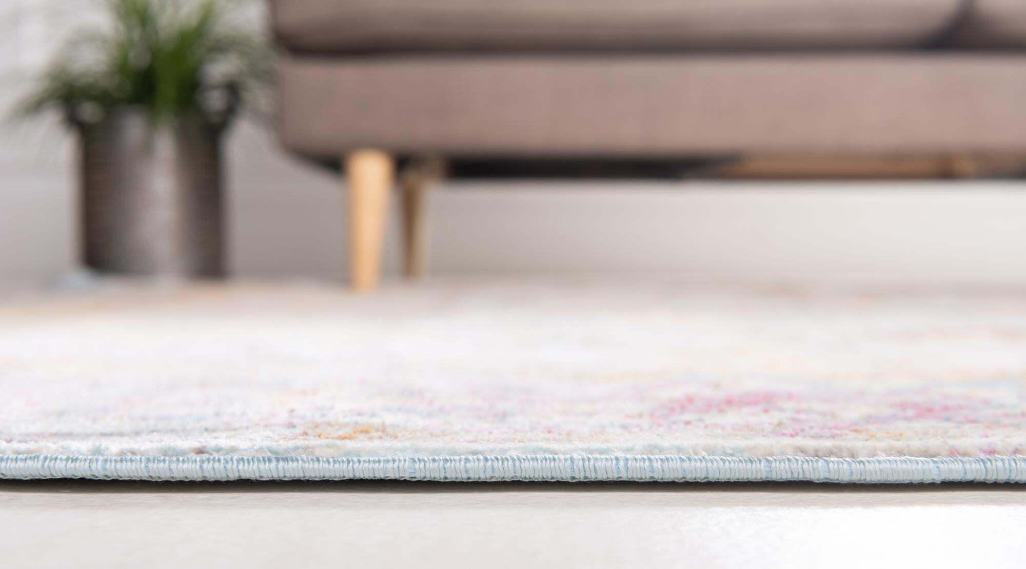 Unique Loom Indoor Rugs - Baracoa Border Rectangular 8x10 Rug Light Blue & Ivory