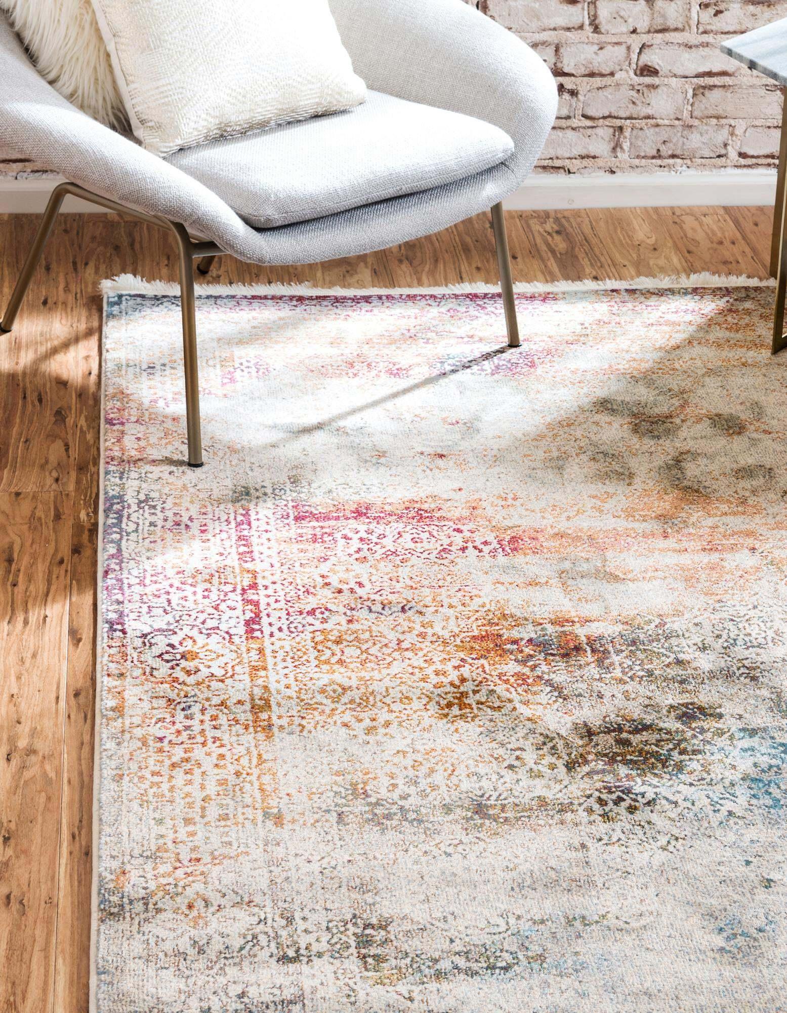 Unique Loom Indoor Rugs - Baracoa Border Rectangular 8x10 Rug Multi & Ivory