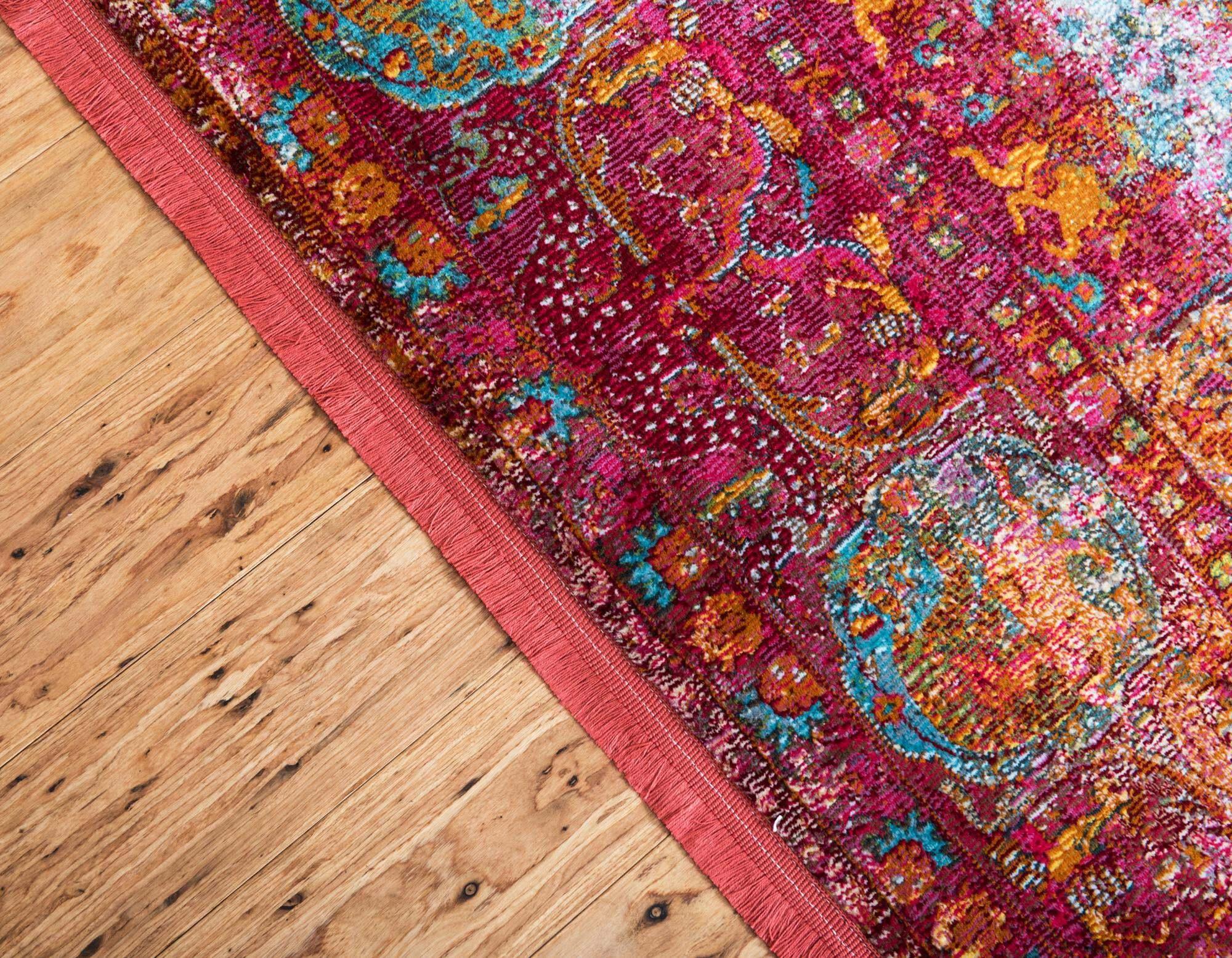Unique Loom Indoor Rugs - Baracoa Border Rectangular 8x10 Rug Red & Pink