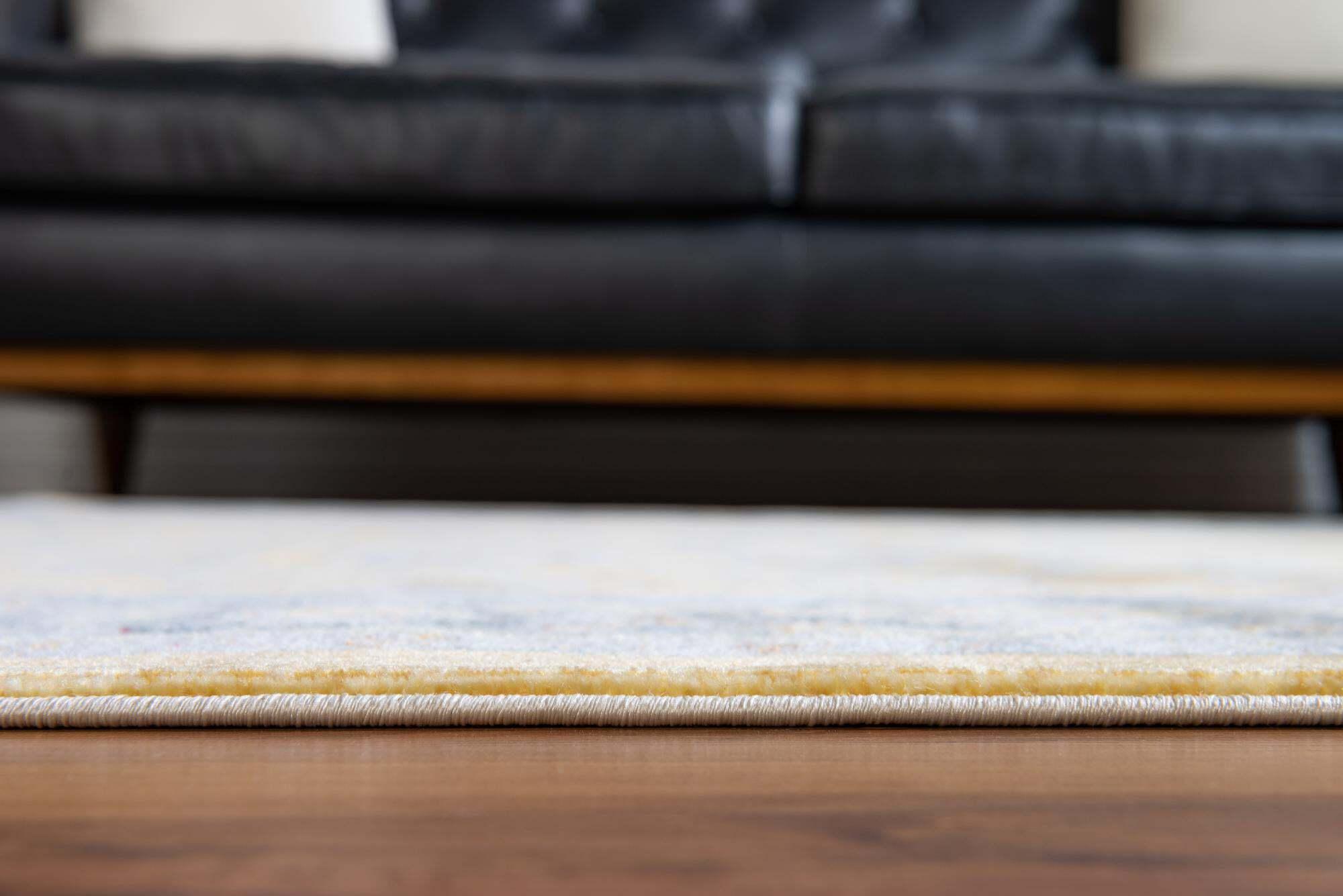 Unique Loom Indoor Rugs - Baracoa Border Rectangular 8x10 Rug Yellow & Blue