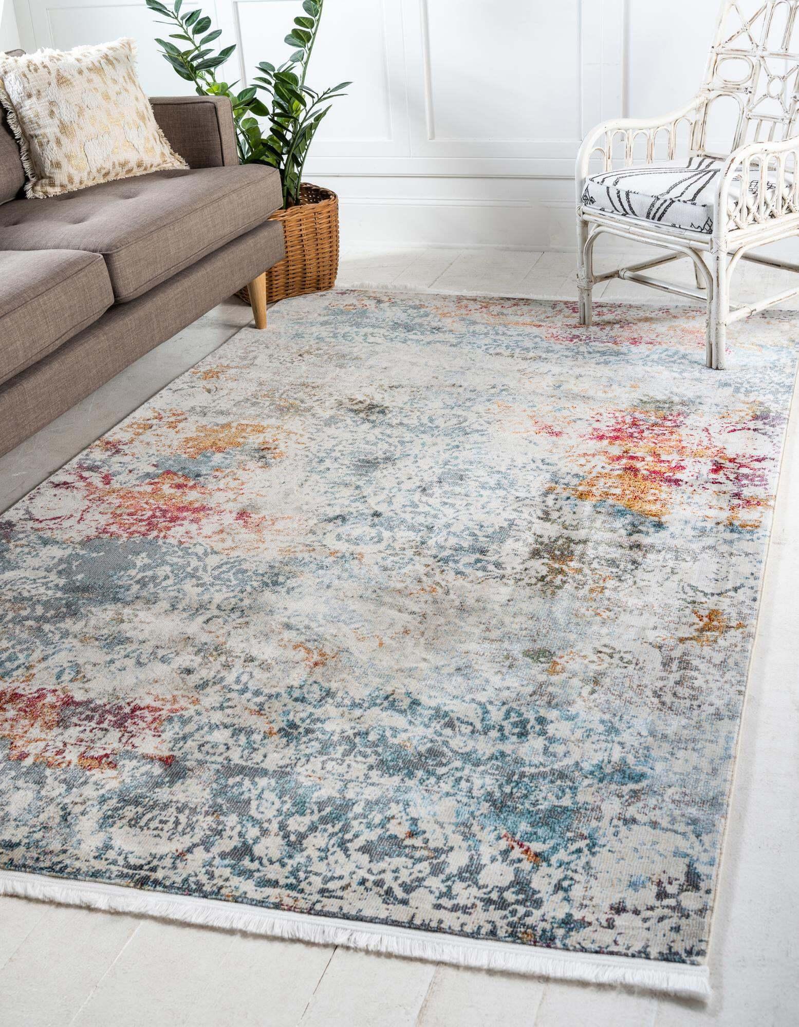 Unique Loom Indoor Rugs - Baracoa Medallion 8x10 Rug Ivory & Multicolor