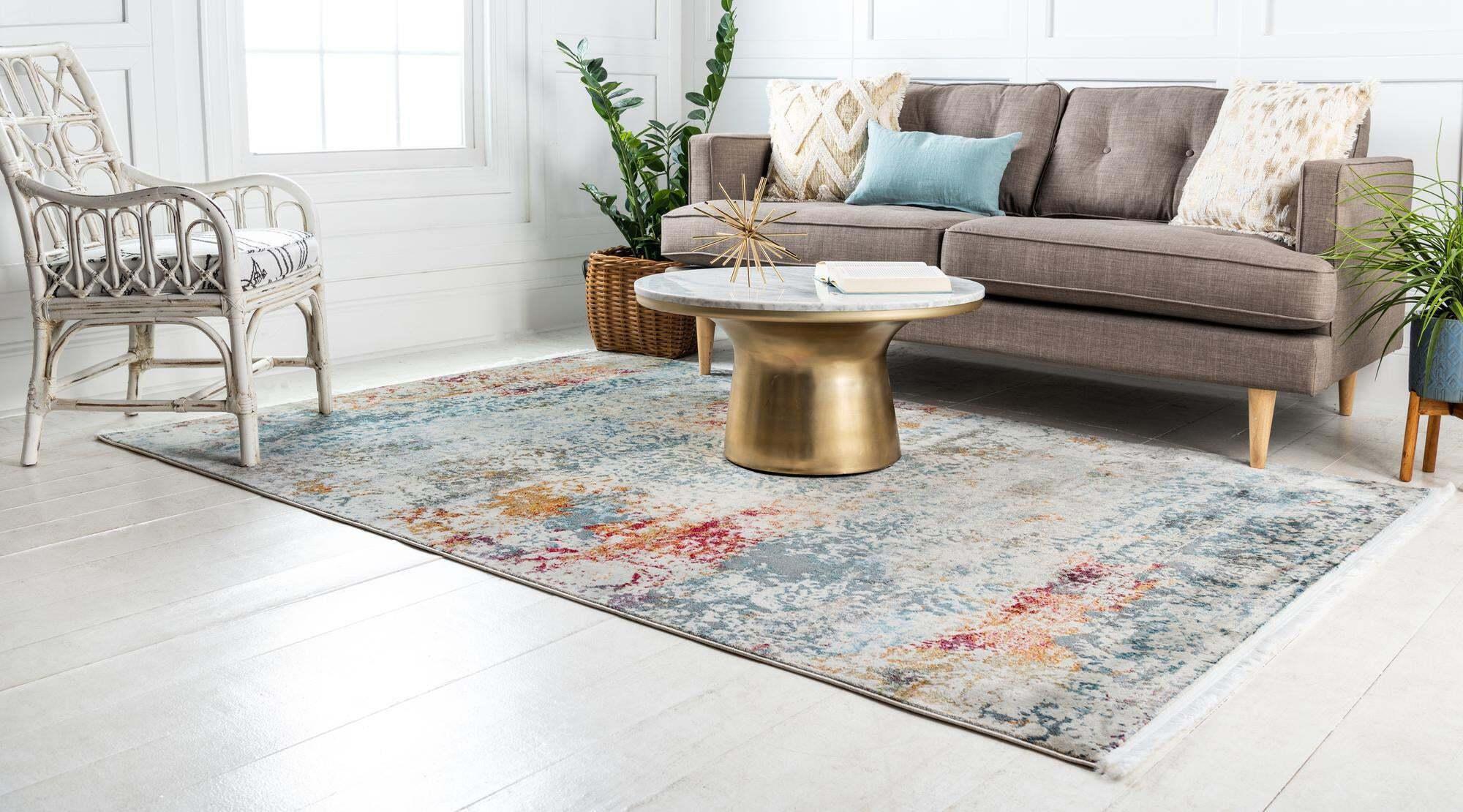 Unique Loom Indoor Rugs - Baracoa Medallion 8x10 Rug Ivory & Multicolor