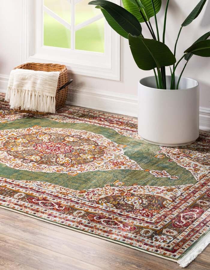 Unique Loom Indoor Rugs - Baracoa Modern 10x13 Rectangular Rug Green