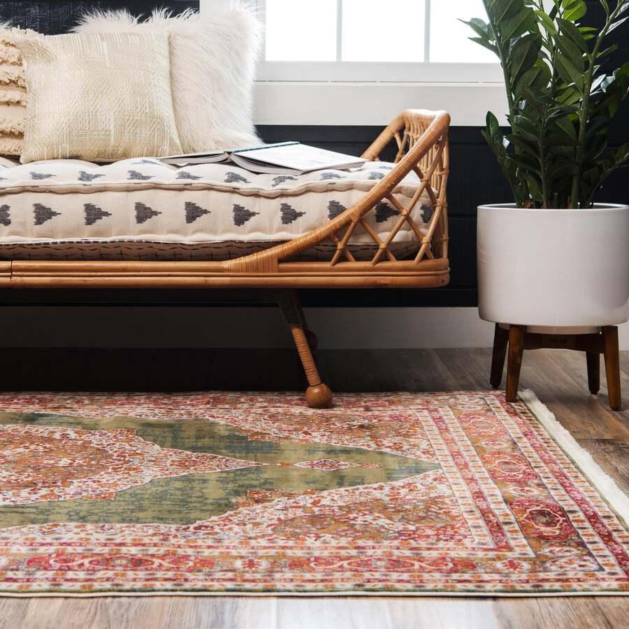 Unique Loom Indoor Rugs - Baracoa Modern 10x13 Rectangular Rug Green