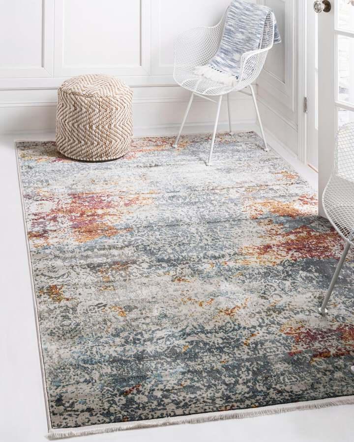 Unique Loom Indoor Rugs - Baracoa Modern 10x13 Rectangular Rug Ivory