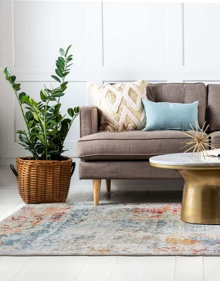 Unique Loom Indoor Rugs - Baracoa Modern 10x13 Rectangular Rug Ivory