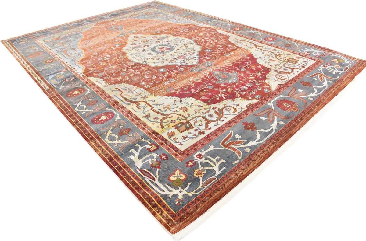 Unique Loom Indoor Rugs - Baracoa Modern 10x13 Rectangular Rug Rust Red