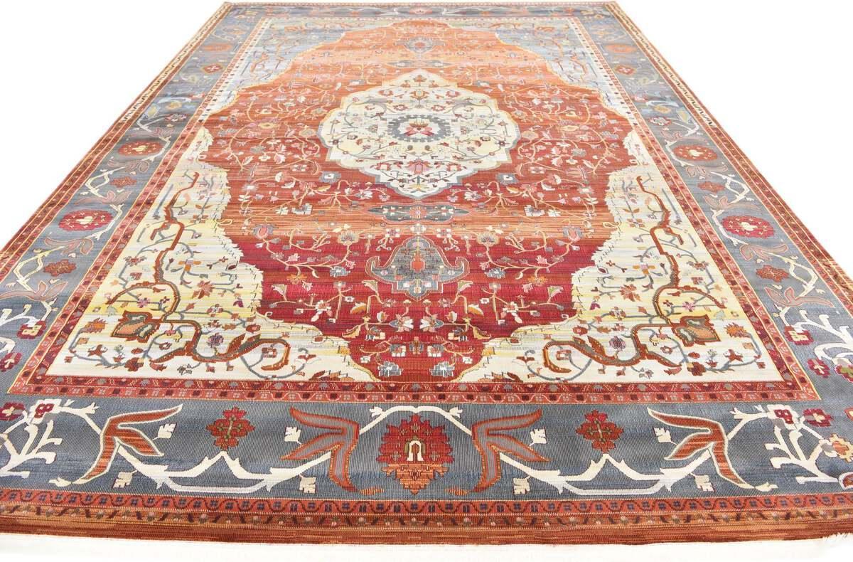 Unique Loom Indoor Rugs - Baracoa Modern 10x13 Rectangular Rug Rust Red