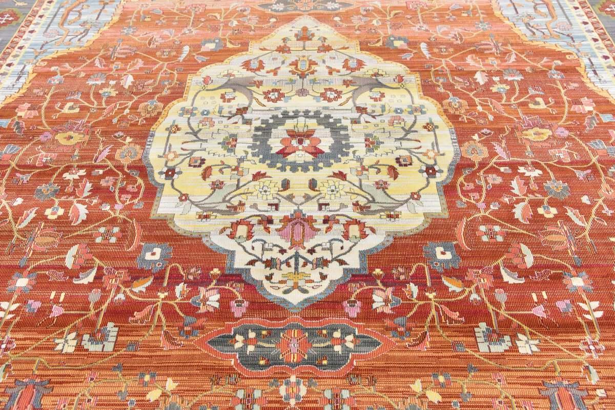Unique Loom Indoor Rugs - Baracoa Modern 10x13 Rectangular Rug Rust Red