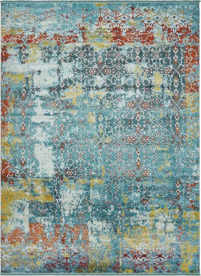 Unique Loom Indoor Rugs - Baracoa Modern 10x13 Rectangular Rug Teal