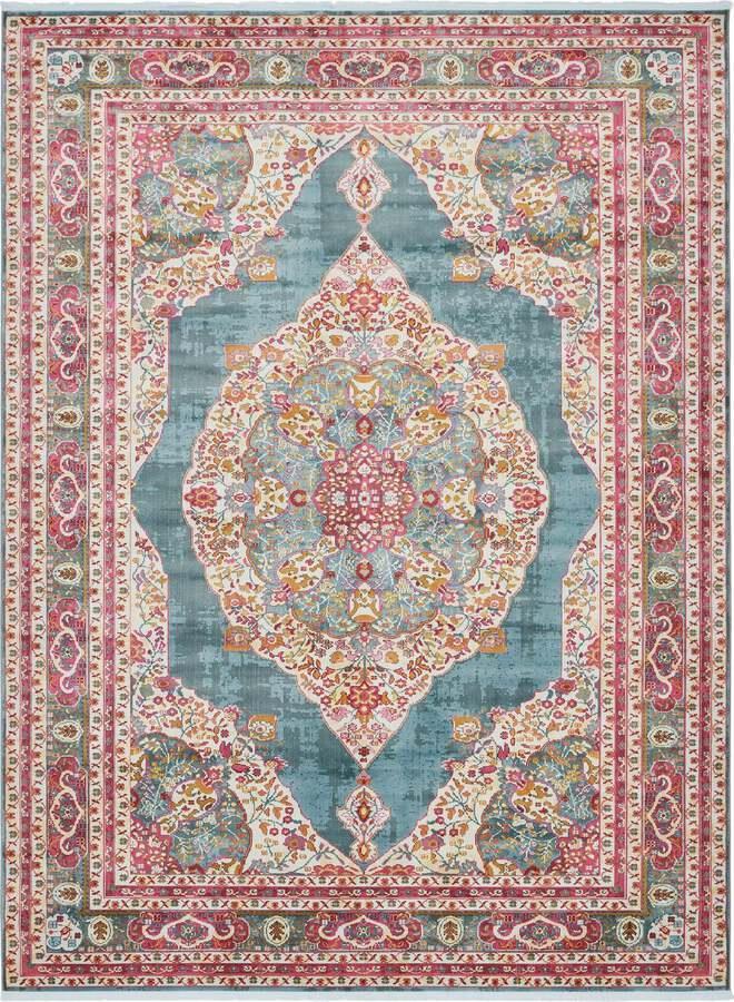Unique Loom Indoor Rugs - Baracoa Modern 10x13 Rectangular Rug Turquoise