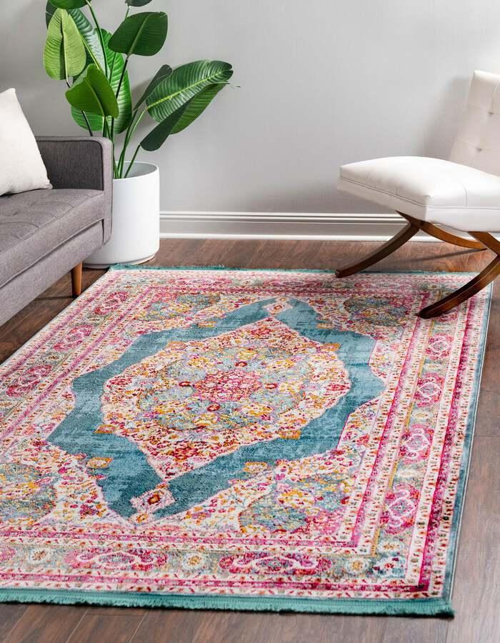 Unique Loom Indoor Rugs - Baracoa Modern 10x13 Rectangular Rug Turquoise