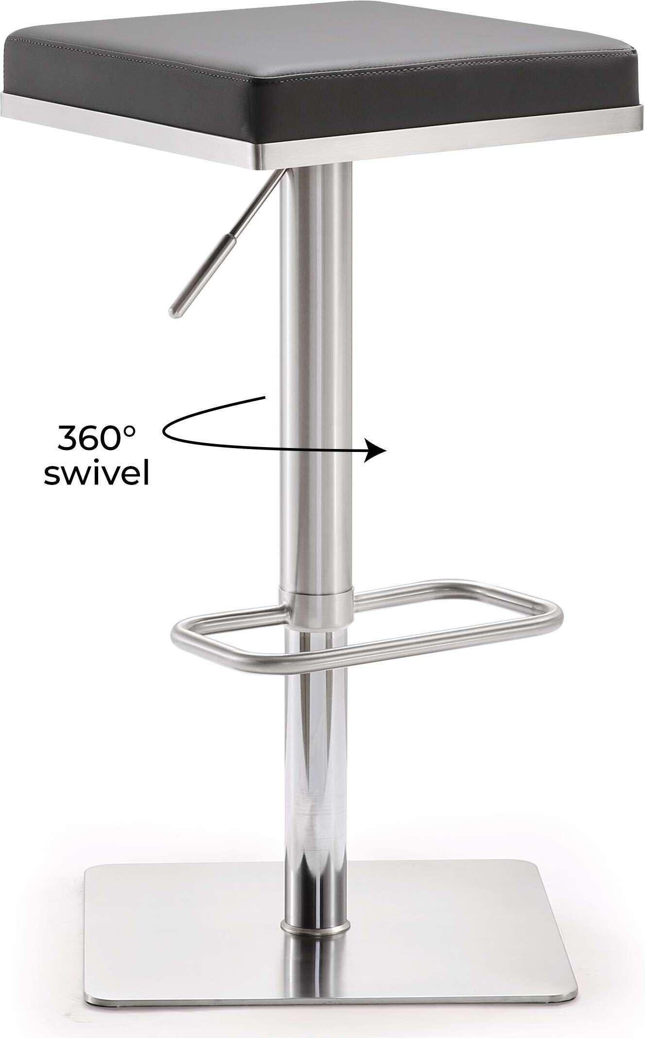 Tov Furniture Barstools - Bari Gray Stainless Steel Adjustable Barstool