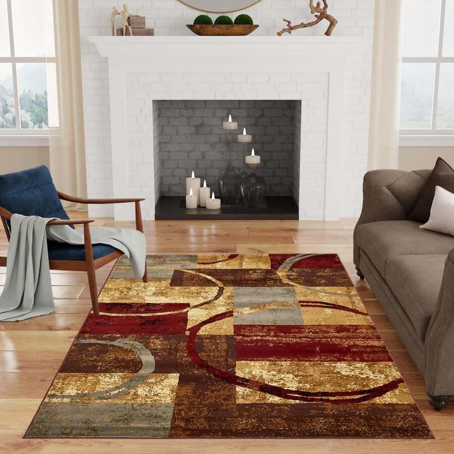 Unique Loom Indoor Rugs - Barista 10x14 Multi & Beige