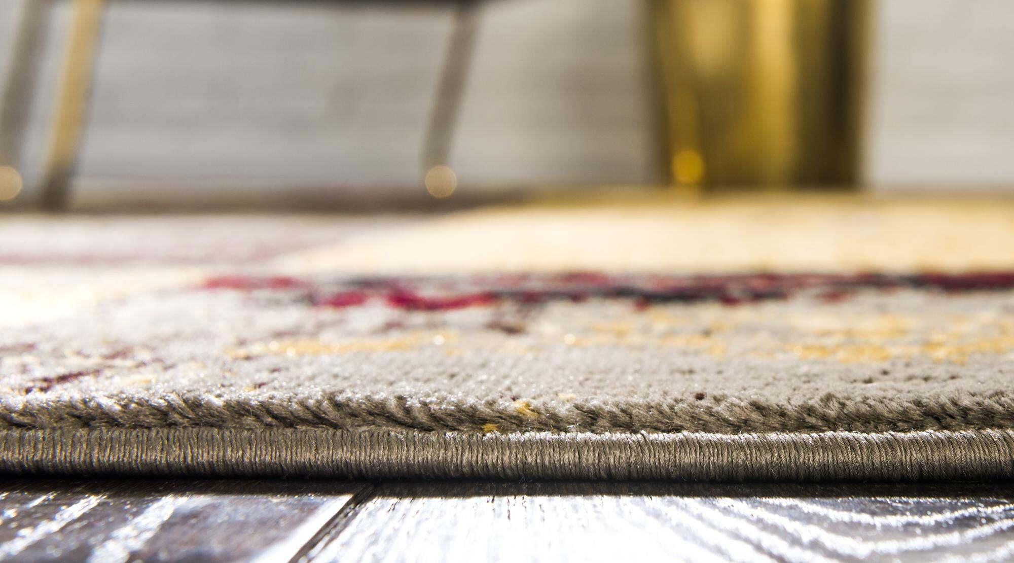 Unique Loom Indoor Rugs - Barista Floral Rectangular 9x12 Rug Beige & Gray