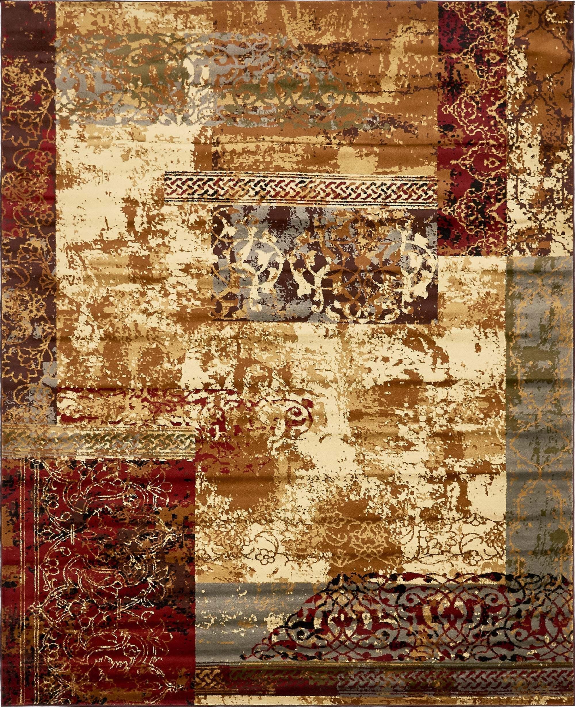 Unique Loom Indoor Rugs - Barista Geometric Rectangular 8x10 Rug Beige & Brown