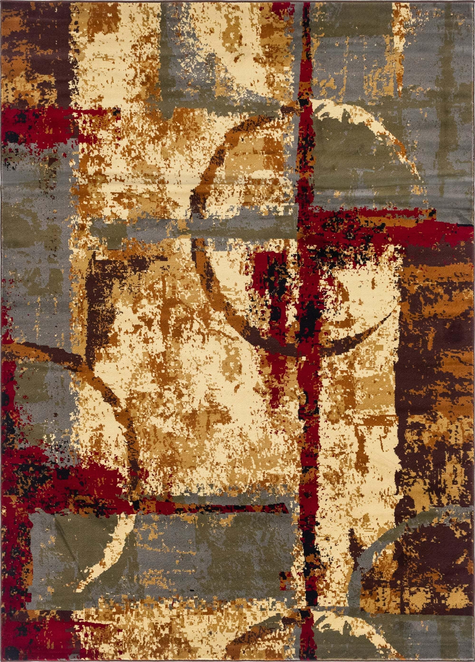 Unique Loom Indoor Rugs - Barista Geometric Rectangular 8x11 Rug Multi & Beige