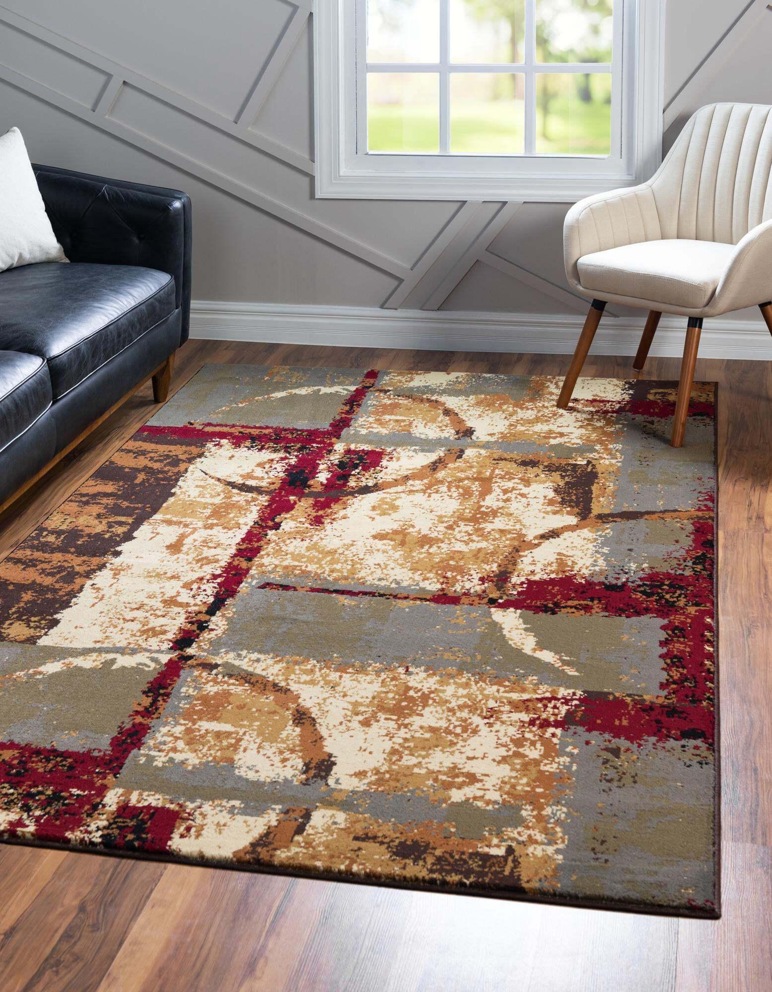 Unique Loom Indoor Rugs - Barista Geometric Rectangular 9x12 Rug Multi & Beige