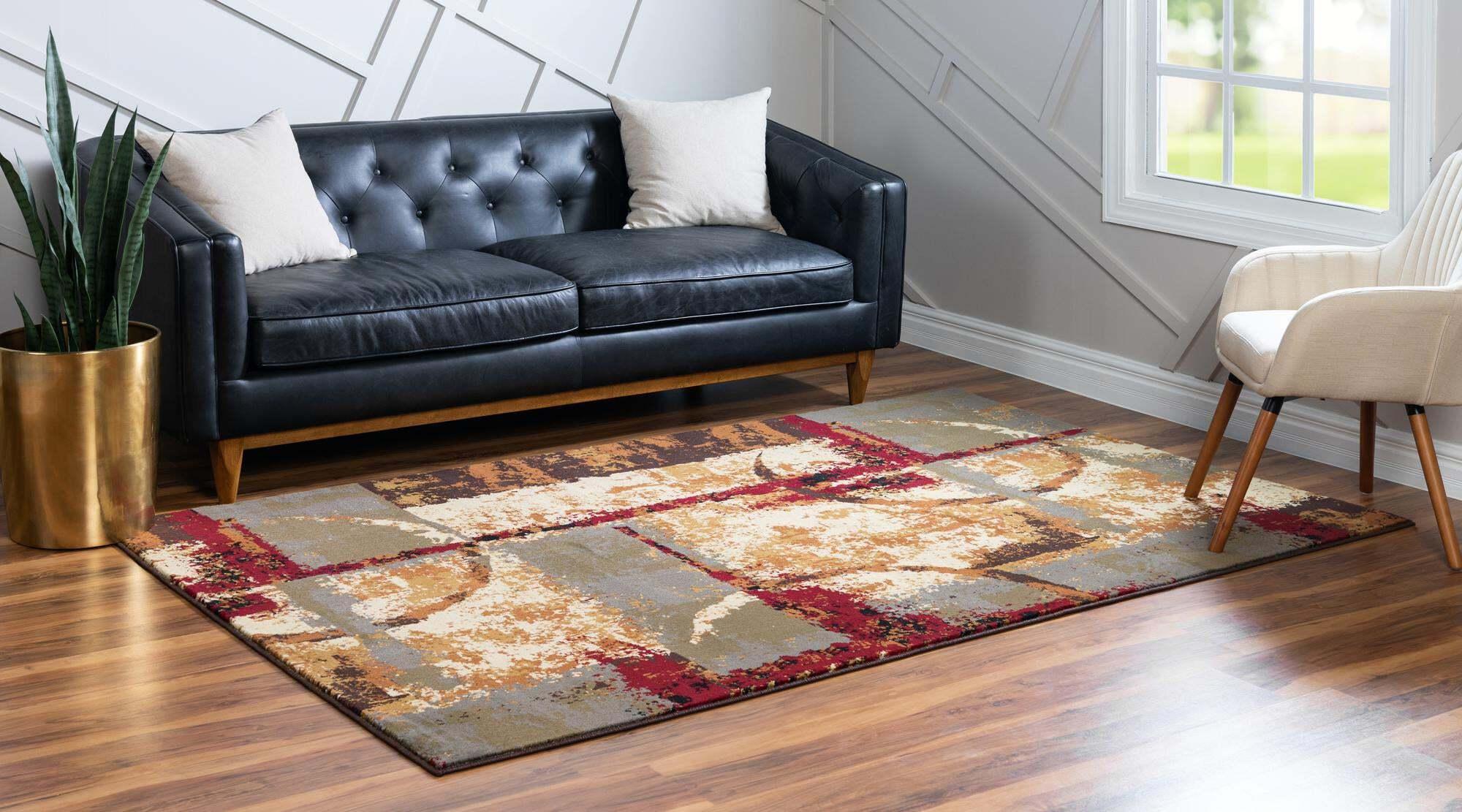 Unique Loom Indoor Rugs - Barista Geometric Rectangular 9x12 Rug Multi & Beige