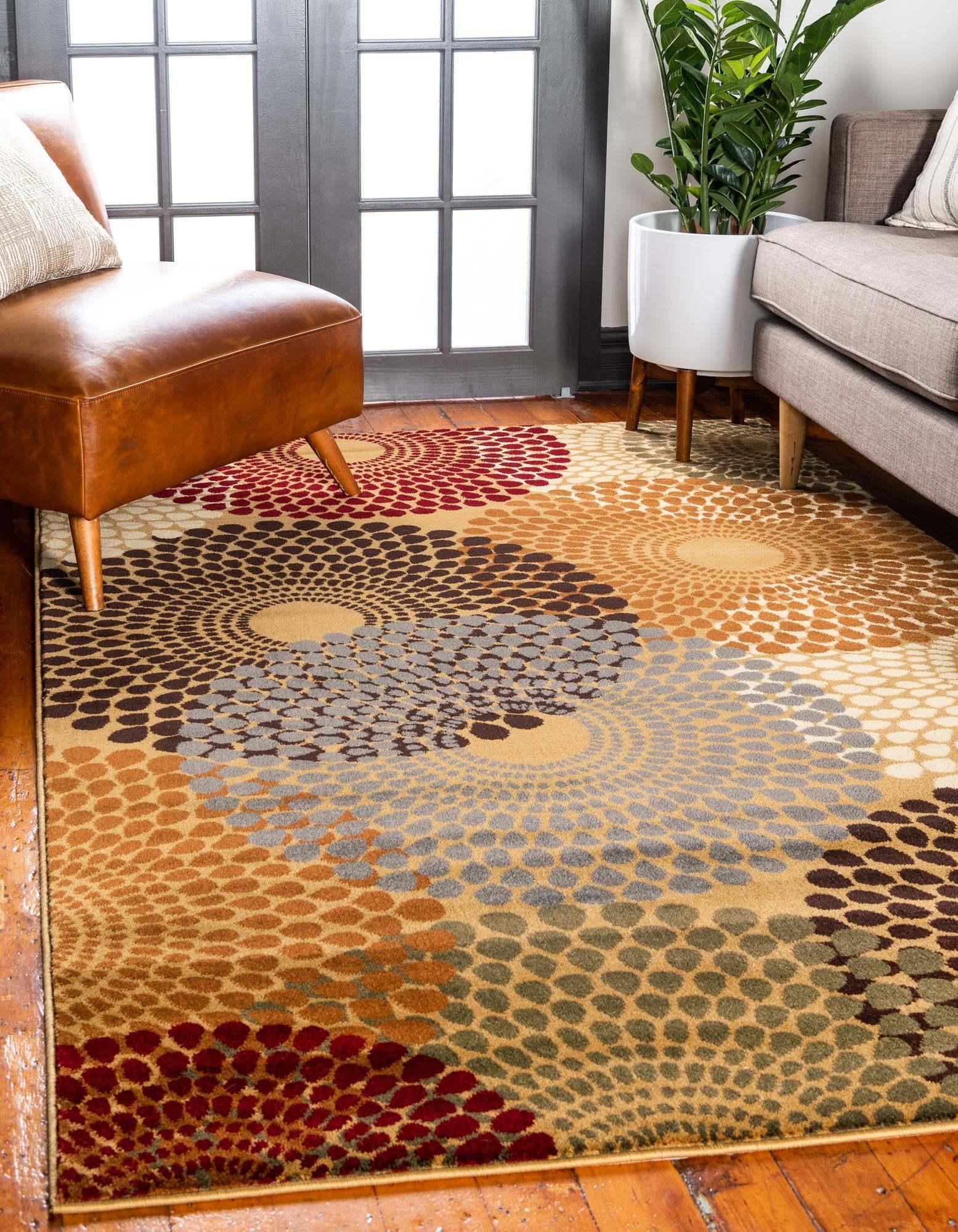 Unique Loom Indoor Rugs - Barista Medallion 5x8 Rug Beige & Multicolor