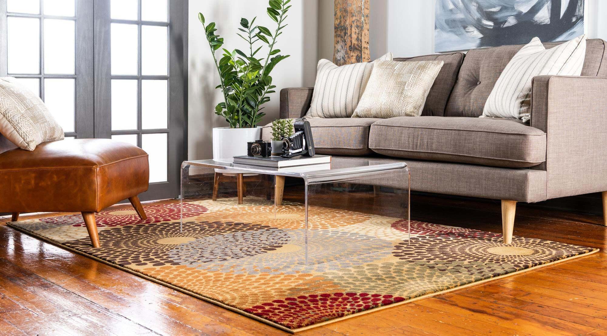 Unique Loom Indoor Rugs - Barista Medallion 5x8 Rug Beige & Multicolor