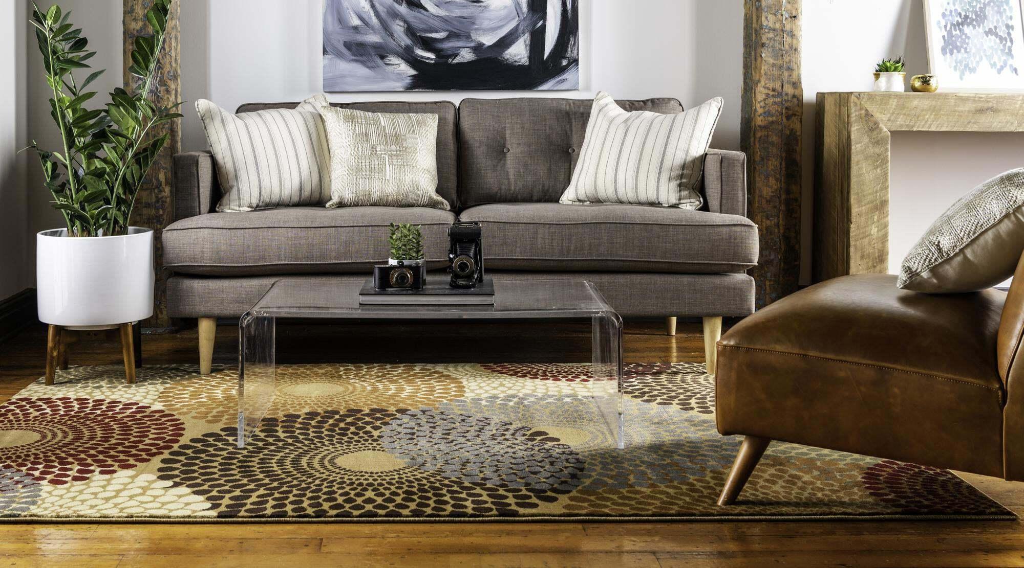 Unique Loom Indoor Rugs - Barista Medallion 5x8 Rug Beige & Multicolor