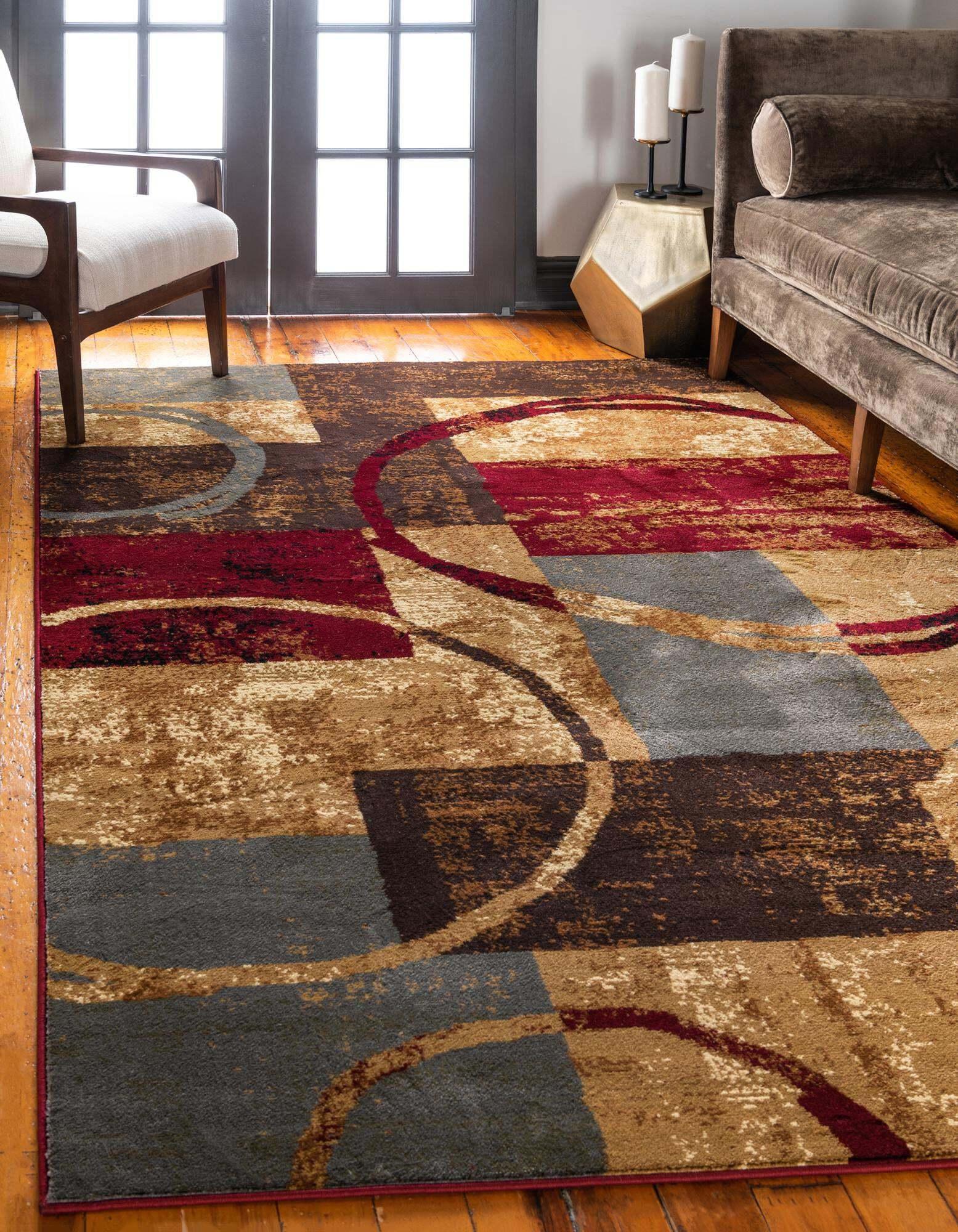 Unique Loom Indoor Rugs - Barista Rectangular 8x10 Rug Multi & Beige