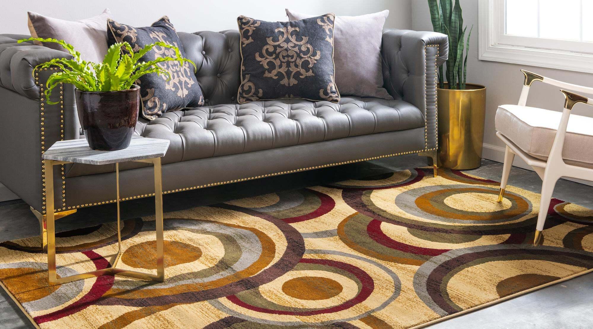 Unique Loom Indoor Rugs - Barista Rectangular 9x12 Rug Beige & Brown