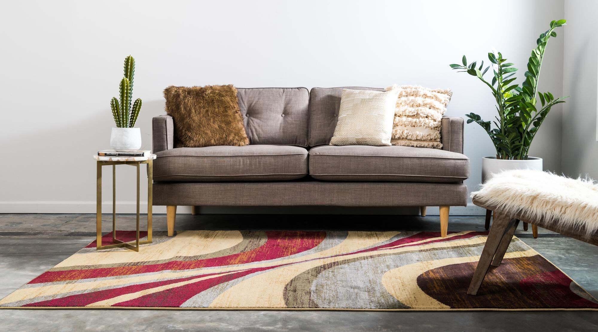 Unique Loom Indoor Rugs - Barista Striped 5x8 Rug Beige & Multicolor
