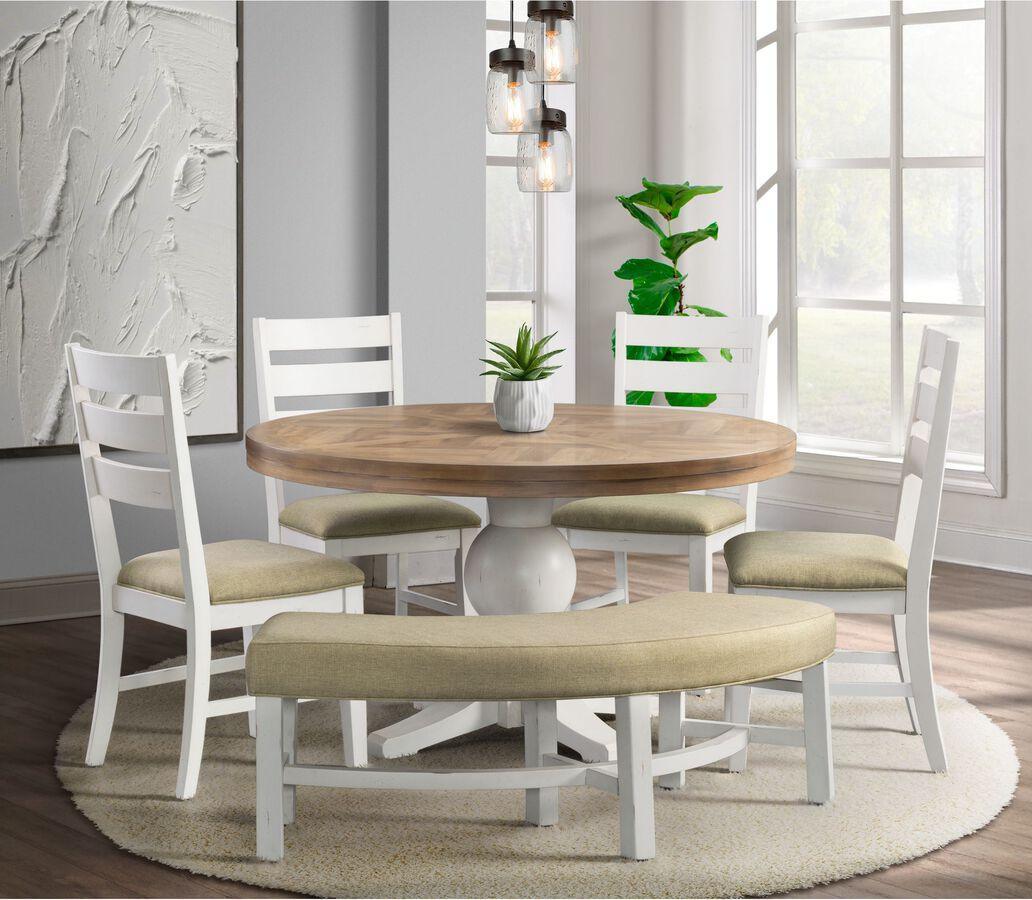 Elements Dining Sets - Barrett Round 6Pc Dining Set-Table, Four Side Chairs, And Bench