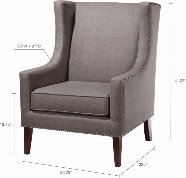 Olliix.com Accent Chairs - Barton Wing Chair Dark Gray