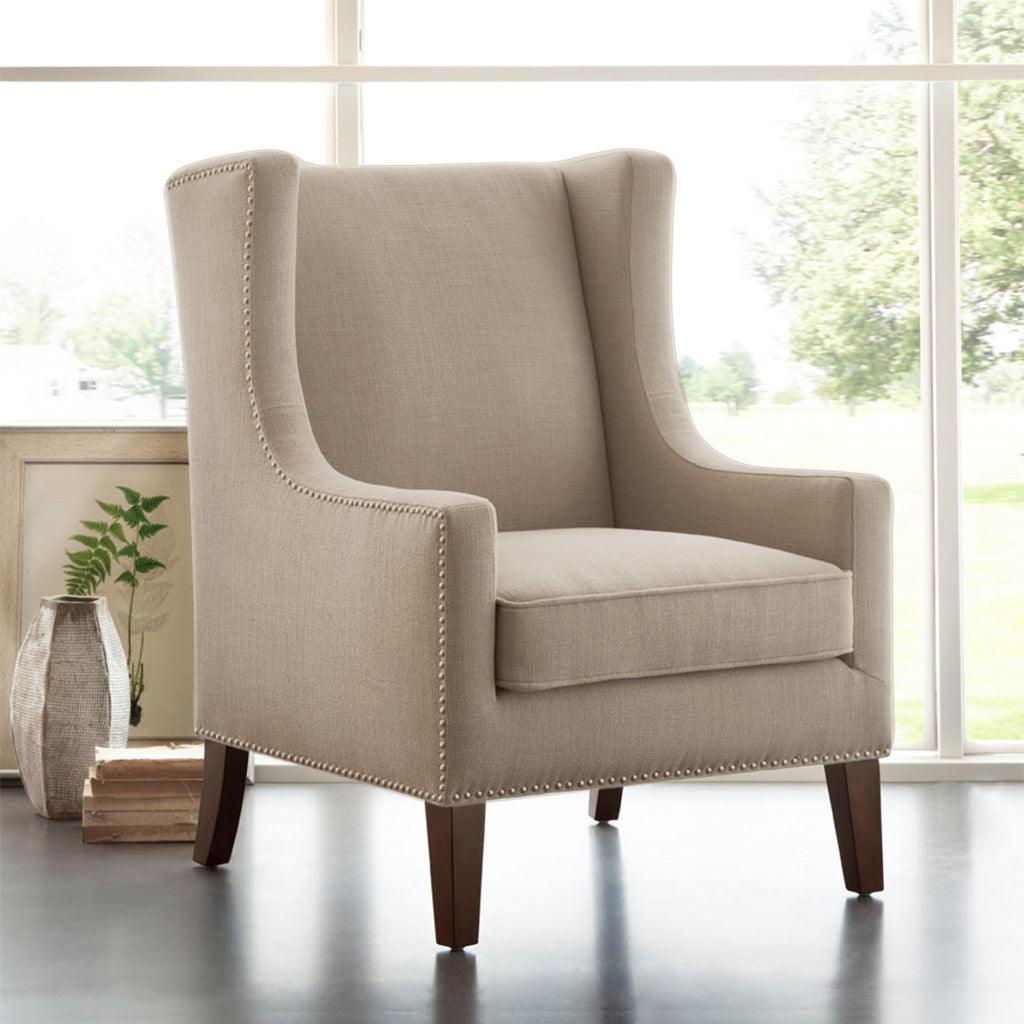 Olliix.com Accent Chairs - Barton Wing Chair Linen