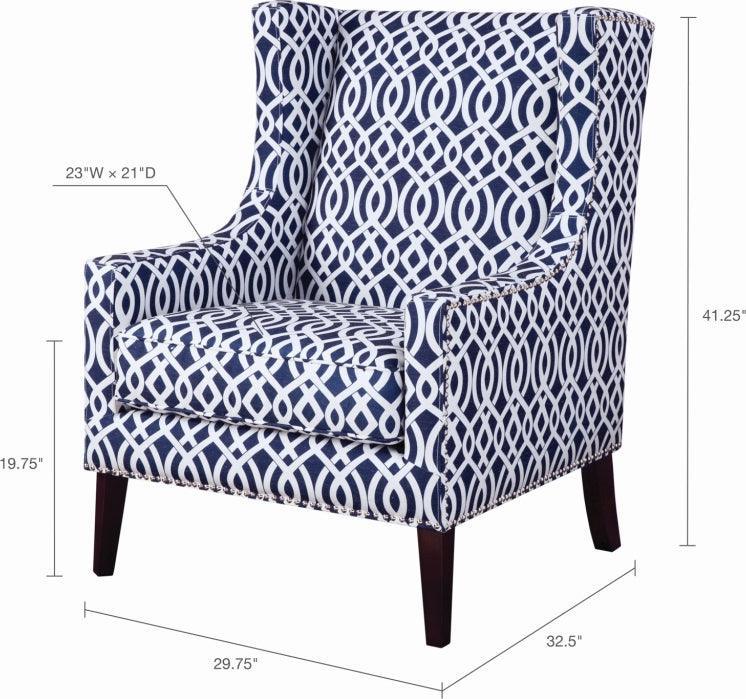 Olliix.com Accent Chairs - Barton Wing Chair Navy