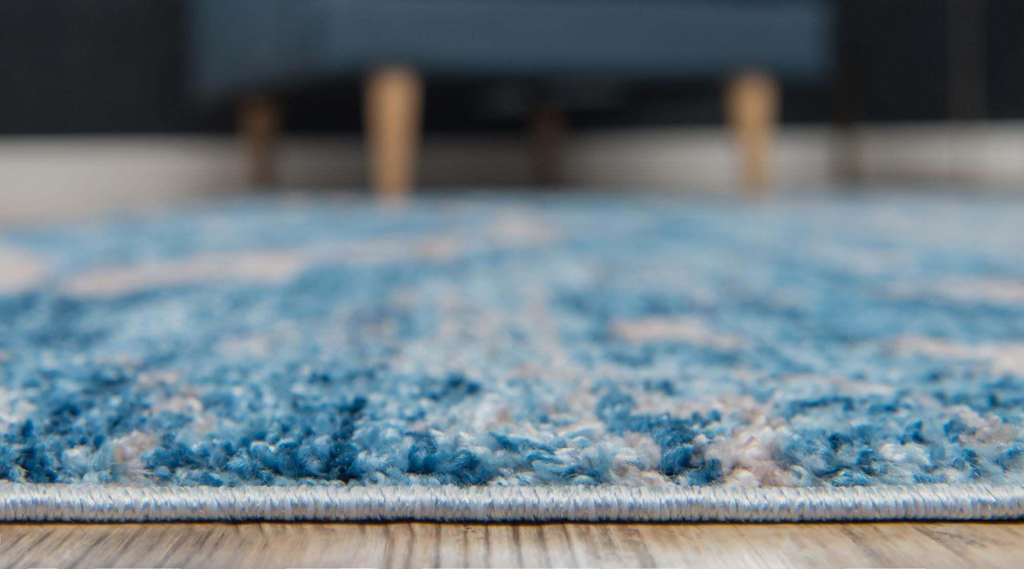 Unique Loom Indoor Rugs - Basilica Geometric Rectangular 8x10 Rug Blue & Beige